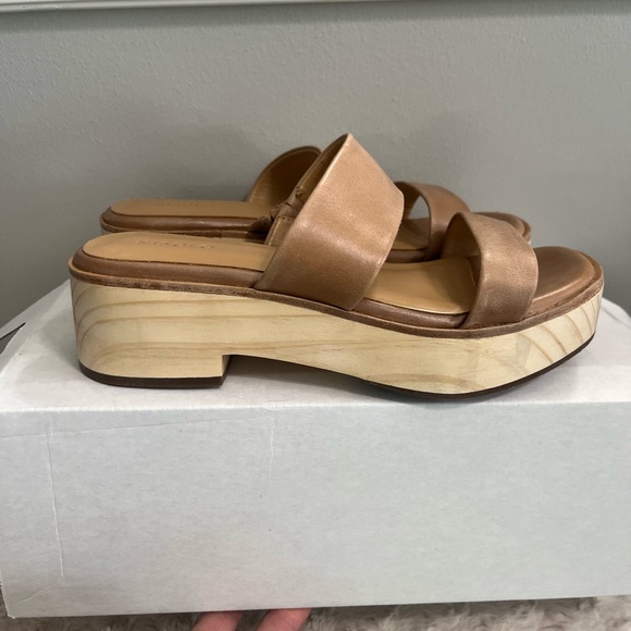 Nisolo Shoes - Nisolo Ellie All day clog Tan‎ wood Platform NEW